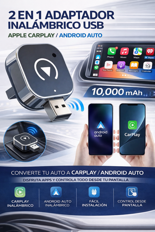 Adaptador Inalámbrico USB Apple Carplay / Android Auto