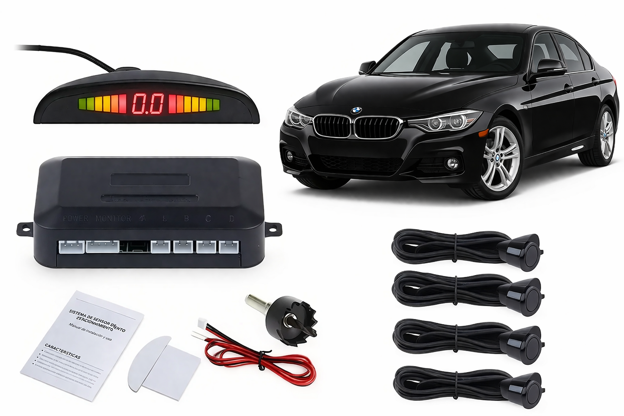 Kit Sensor Retroceso Alarma Retroceso Para Auto Negro