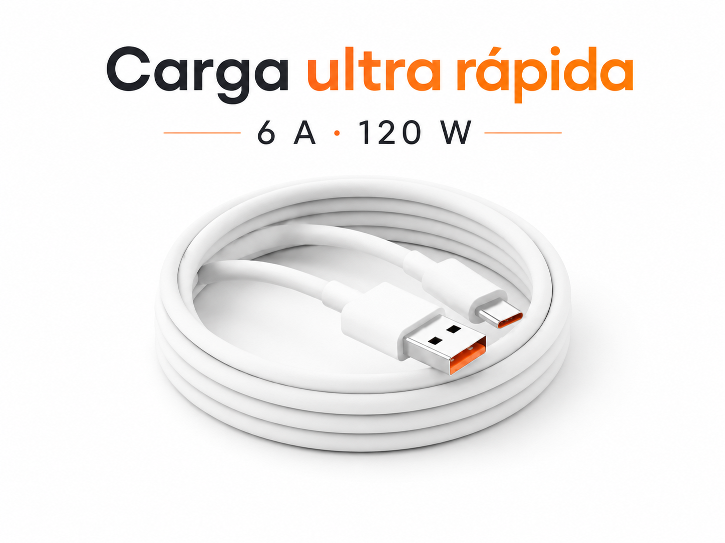 Cable USB a USB-C 120W 6A de 1 Metro – Carga Rápida