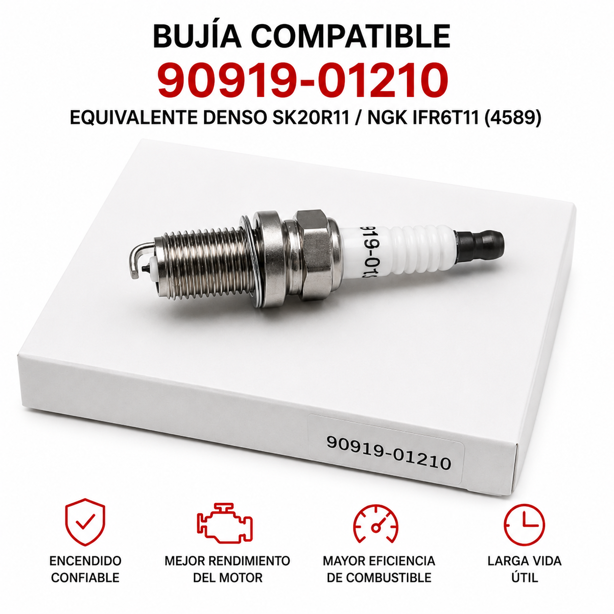 Juego de 4 Bujías de iridio para Toyota/Lexus 90919-01210