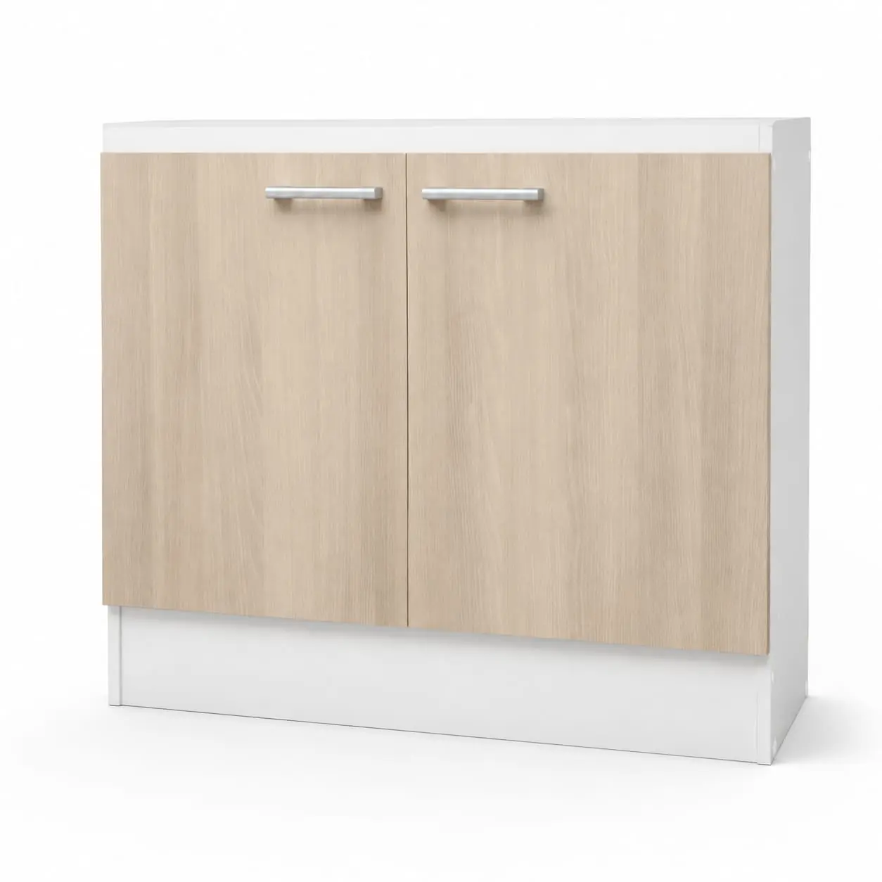 Mueble Base Lavaplatos 100 cm – 2 Puertas Blanco/Acacia